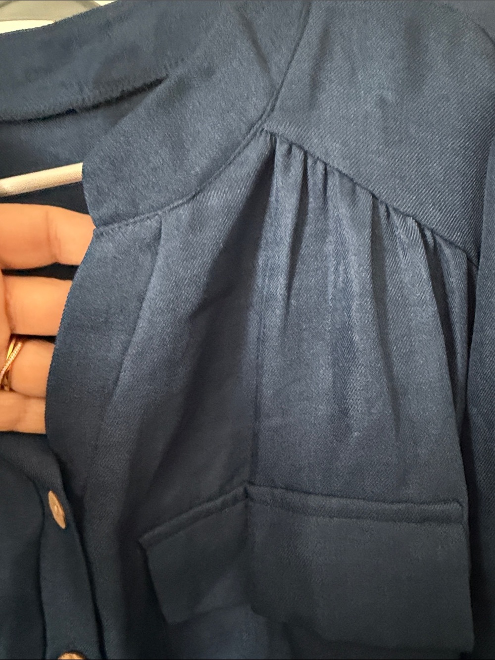 Button-Front Navy Blue Tunic Top - Picture 5 of 6
